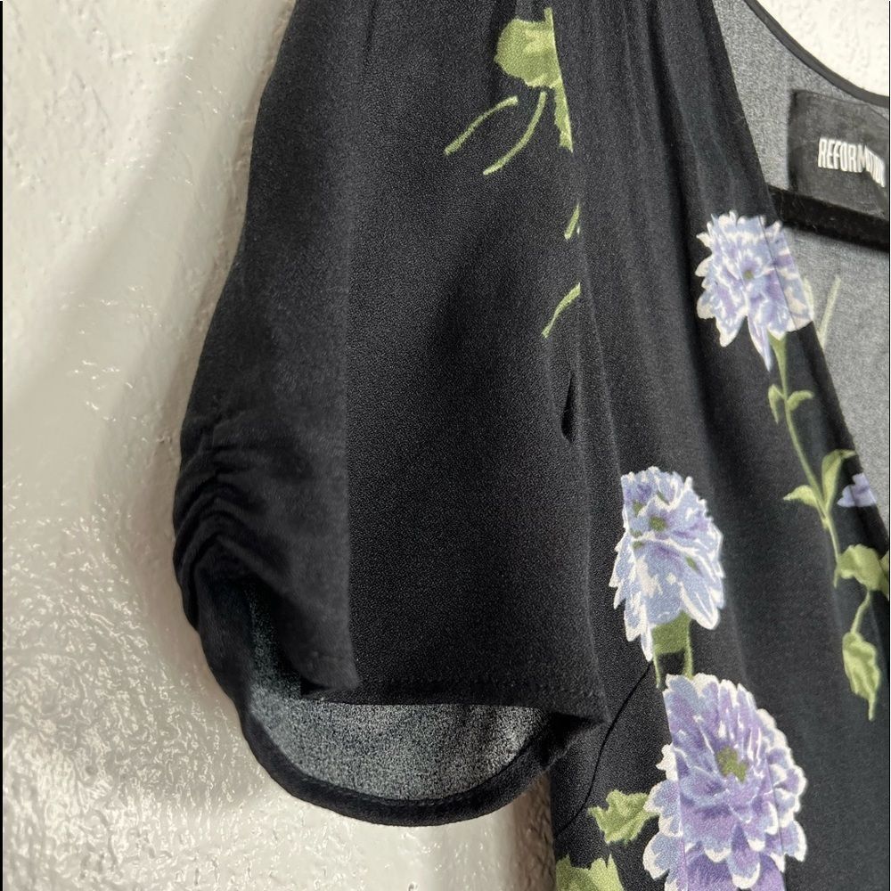 NWOT Reformation lilac floral print black pant wedding reception jumpsuit romper - Picture 4 of 10